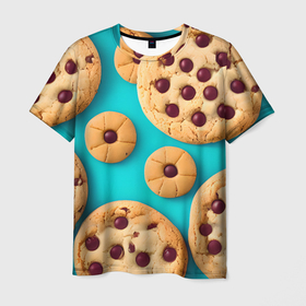 Мужская футболка 3D с принтом Овсяные печеньки в Тюмени, 100% полиэфир | прямой крой, круглый вырез горловины, длина до линии бедер | Тематика изображения на принте: 