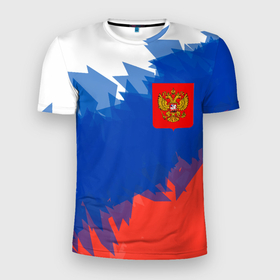 Мужская футболка 3D Slim с принтом Я патриот России , 100% полиэстер с улучшенными характеристиками | приталенный силуэт, круглая горловина, широкие плечи, сужается к линии бедра | 