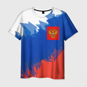 Мужская футболка 3D с принтом Я патриот России в Курске, 100% полиэфир | прямой крой, круглый вырез горловины, длина до линии бедер | 