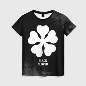 Женская футболка 3D с принтом Black Clover glitch на темном фоне в Курске, 100% полиэфир ( синтетическое хлопкоподобное полотно) | прямой крой, круглый вырез горловины, длина до линии бедер | 