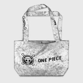 Пляжная сумка 3D с принтом One Piece glitch на светлом фоне: надпись и символ в Новосибирске, 100% полиэстер | застегивается на металлическую кнопку; внутренний карман застегивается на молнию. Стенки укреплены специальным мягким материалом, чтобы защитить содержимое от несильных ударов
 | 