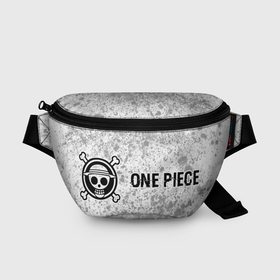 Поясная сумка 3D с принтом One Piece glitch на светлом фоне: надпись и символ в Курске, 100% полиэстер | плотная ткань, ремень с регулируемой длиной, внутри несколько карманов для мелочей, основное отделение и карман с обратной стороны сумки застегиваются на молнию | 