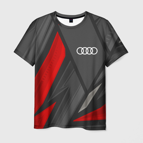 Мужская футболка 3D с принтом Audi sports racing в Тюмени, 100% полиэфир | прямой крой, круглый вырез горловины, длина до линии бедер | 
