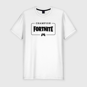 Мужская футболка хлопок Slim с принтом Fortnite gaming champion: рамка с лого и джойстиком в Тюмени, 92% хлопок, 8% лайкра | приталенный силуэт, круглый вырез ворота, длина до линии бедра, короткий рукав | 