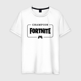Мужская футболка хлопок с принтом Fortnite gaming champion: рамка с лого и джойстиком в Екатеринбурге, 100% хлопок | прямой крой, круглый вырез горловины, длина до линии бедер, слегка спущенное плечо. | 