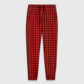 Мужские брюки 3D с принтом Мелкая красная клетка в Тюмени, 100% полиэстер | манжеты по низу, эластичный пояс регулируется шнурком, по бокам два кармана без застежек, внутренняя часть кармана из мелкой сетки | 