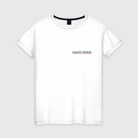 Женская футболка хлопок с принтом Glitch game over   мини в Белгороде, 100% хлопок | прямой крой, круглый вырез горловины, длина до линии бедер, слегка спущенное плечо | 