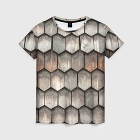 Женская футболка 3D с принтом Деревянная квантовая броня в Санкт-Петербурге, 100% полиэфир ( синтетическое хлопкоподобное полотно) | прямой крой, круглый вырез горловины, длина до линии бедер | 