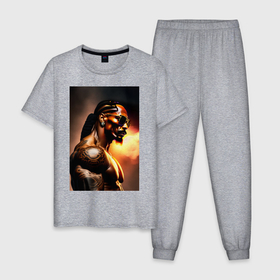 Мужская пижама хлопок с принтом Снуп Догг в Кировске, 100% хлопок | брюки и футболка прямого кроя, без карманов, на брюках мягкая резинка на поясе и по низу штанин
 | 