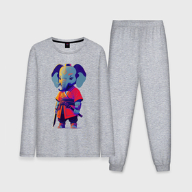 Мужская пижама с лонгсливом хлопок с принтом Слонёнок самурай   нейросеть в Курске,  |  | 