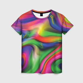 Женская футболка 3D с принтом Bright colors в Курске, 100% полиэфир ( синтетическое хлопкоподобное полотно) | прямой крой, круглый вырез горловины, длина до линии бедер | 