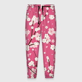 Мужские брюки 3D с принтом Pink sakura , 100% полиэстер | манжеты по низу, эластичный пояс регулируется шнурком, по бокам два кармана без застежек, внутренняя часть кармана из мелкой сетки | 