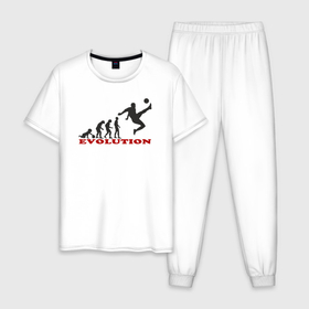 Мужская пижама хлопок с принтом Эволюция футбола в Ухте, 100% хлопок | брюки и футболка прямого кроя, без карманов, на брюках мягкая резинка на поясе и по низу штанин
 | Тематика изображения на принте: 