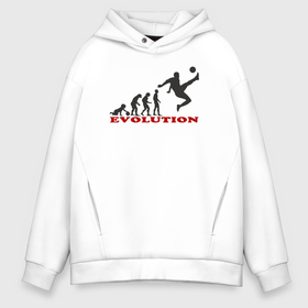 Мужское худи Oversize хлопок с принтом Эволюция футбола в Ухте, френч-терри — 70% хлопок, 30% полиэстер. Мягкий теплый начес внутри —100% хлопок | боковые карманы, эластичные манжеты и нижняя кромка, капюшон на магнитной кнопке | Тематика изображения на принте: 