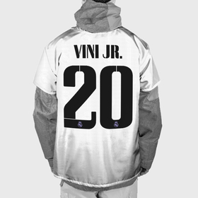 Накидка на куртку 3D с принтом Винисиус Жуниор Реал Мадрид форма 22 23 домашняя в Кировске, 100% полиэстер |  | 