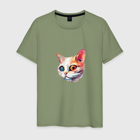 Мужская футболка хлопок с принтом Космический кот Гетон в Екатеринбурге, 100% хлопок | прямой крой, круглый вырез горловины, длина до линии бедер, слегка спущенное плечо. | 