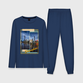 Мужская пижама с лонгсливом хлопок с принтом Китай Шанхай в Петрозаводске,  |  | Тематика изображения на принте: 