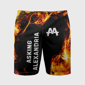 Мужские шорты спортивные с принтом Asking Alexandria и пылающий огонь в Белгороде,  |  | 