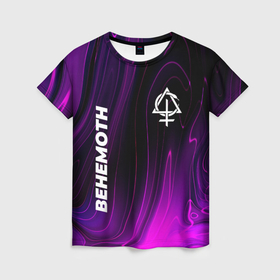 Женская футболка 3D с принтом Behemoth violet plasma в Петрозаводске, 100% полиэфир ( синтетическое хлопкоподобное полотно) | прямой крой, круглый вырез горловины, длина до линии бедер | 