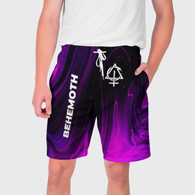 Мужские шорты 3D с принтом Behemoth violet plasma в Петрозаводске,  полиэстер 100% | прямой крой, два кармана без застежек по бокам. Мягкая трикотажная резинка на поясе, внутри которой широкие завязки. Длина чуть выше колен | 