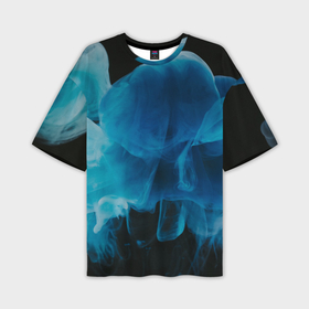 Мужская футболка oversize 3D с принтом Абстрактный синий дым в Екатеринбурге,  |  | 
