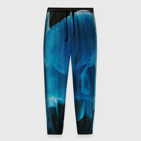 Мужские брюки 3D с принтом Абстрактный синий дым в Белгороде, 100% полиэстер | манжеты по низу, эластичный пояс регулируется шнурком, по бокам два кармана без застежек, внутренняя часть кармана из мелкой сетки | Тематика изображения на принте: 