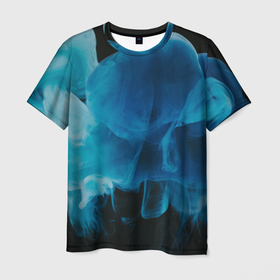 Мужская футболка 3D с принтом Абстрактный синий дым в Белгороде, 100% полиэфир | прямой крой, круглый вырез горловины, длина до линии бедер | Тематика изображения на принте: 