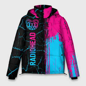 Мужская зимняя куртка 3D с принтом Radiohead   neon gradient: по вертикали в Белгороде, верх — 100% полиэстер; подкладка — 100% полиэстер; утеплитель — 100% полиэстер | длина ниже бедра, свободный силуэт Оверсайз. Есть воротник-стойка, отстегивающийся капюшон и ветрозащитная планка. 

Боковые карманы с листочкой на кнопках и внутренний карман на молнии. | 