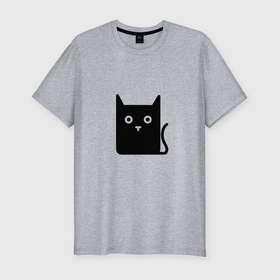 Мужская футболка хлопок Slim с принтом Квадратный кот в Тюмени, 92% хлопок, 8% лайкра | приталенный силуэт, круглый вырез ворота, длина до линии бедра, короткий рукав | 