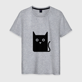 Мужская футболка хлопок с принтом Квадратный кот в Санкт-Петербурге, 100% хлопок | прямой крой, круглый вырез горловины, длина до линии бедер, слегка спущенное плечо. | 