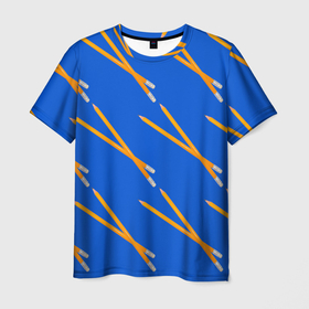 Мужская футболка 3D с принтом Два карандаша в Санкт-Петербурге, 100% полиэфир | прямой крой, круглый вырез горловины, длина до линии бедер | 