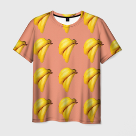 Мужская футболка 3D с принтом Желтые бананы в Новосибирске, 100% полиэфир | прямой крой, круглый вырез горловины, длина до линии бедер | Тематика изображения на принте: 