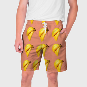 Мужские шорты 3D с принтом Желтые бананы в Новосибирске,  полиэстер 100% | прямой крой, два кармана без застежек по бокам. Мягкая трикотажная резинка на поясе, внутри которой широкие завязки. Длина чуть выше колен | Тематика изображения на принте: 