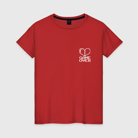 Женская футболка хлопок с принтом Пиксельное сердечко Game over   мини в Белгороде, 100% хлопок | прямой крой, круглый вырез горловины, длина до линии бедер, слегка спущенное плечо | 