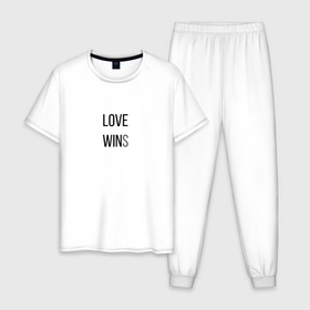 Мужская пижама хлопок с принтом Любовь побеждает в Курске, 100% хлопок | брюки и футболка прямого кроя, без карманов, на брюках мягкая резинка на поясе и по низу штанин
 | 