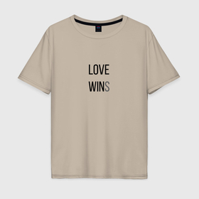 Мужская футболка хлопок Oversize с принтом Любовь побеждает в Курске, 100% хлопок | свободный крой, круглый ворот, “спинка” длиннее передней части | 