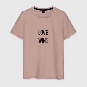 Мужская футболка хлопок с принтом Любовь побеждает в Курске, 100% хлопок | прямой крой, круглый вырез горловины, длина до линии бедер, слегка спущенное плечо. | 