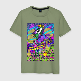 Мужская футболка хлопок с принтом Acid journey в Санкт-Петербурге, 100% хлопок | прямой крой, круглый вырез горловины, длина до линии бедер, слегка спущенное плечо. | 