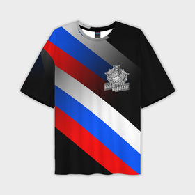 Мужская футболка oversize 3D с принтом Пограничные войска   флаг РФ в Курске,  |  | 
