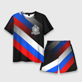 Мужской костюм с шортами 3D с принтом Пограничные войска   флаг РФ в Курске,  |  | Тематика изображения на принте: 