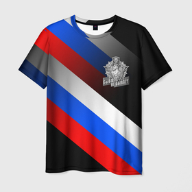 Мужская футболка 3D с принтом Пограничные войска   флаг РФ в Курске, 100% полиэфир | прямой крой, круглый вырез горловины, длина до линии бедер | Тематика изображения на принте: 