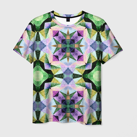 Мужская футболка 3D с принтом Разноцветная мраморная мозаика в Екатеринбурге, 100% полиэфир | прямой крой, круглый вырез горловины, длина до линии бедер | 