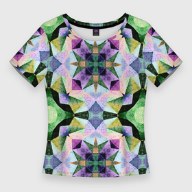 Женская футболка 3D Slim с принтом Разноцветная мраморная мозаика в Тюмени,  |  | 