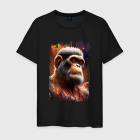 Мужская футболка хлопок с принтом Планета обезьян в Санкт-Петербурге, 100% хлопок | прямой крой, круглый вырез горловины, длина до линии бедер, слегка спущенное плечо. | 