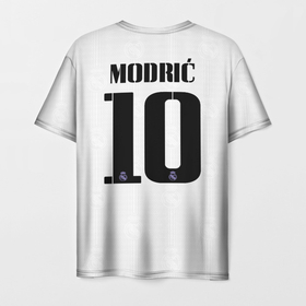 Мужская футболка 3D с принтом Лука Модрич Реал Мадрид форма 22 23 домашняя в Екатеринбурге, 100% полиэфир | прямой крой, круглый вырез горловины, длина до линии бедер | 