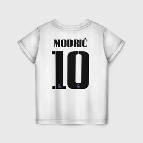 Детская футболка 3D с принтом Лука Модрич Реал Мадрид форма 22 23 домашняя в Екатеринбурге, 100% гипоаллергенный полиэфир | прямой крой, круглый вырез горловины, длина до линии бедер, чуть спущенное плечо, ткань немного тянется | 