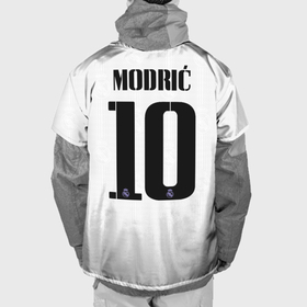 Накидка на куртку 3D с принтом Лука Модрич Реал Мадрид форма 22 23 домашняя в Белгороде, 100% полиэстер |  | Тематика изображения на принте: 