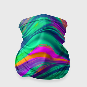 Бандана-труба 3D с принтом Градиентные цветные волны в Санкт-Петербурге, 100% полиэстер, ткань с особыми свойствами — Activecool | плотность 150‒180 г/м2; хорошо тянется, но сохраняет форму | 