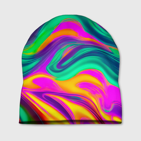 Шапка 3D с принтом Градиентные цветные волны в Санкт-Петербурге, 100% полиэстер | универсальный размер, печать по всей поверхности изделия | 