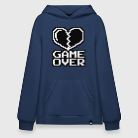 Худи SuperOversize хлопок с принтом Game Over на черном фоне в Новосибирске, 70% хлопок, 30% полиэстер, мягкий начес внутри | карман-кенгуру, эластичная резинка на манжетах и по нижней кромке, двухслойный капюшон
 | 